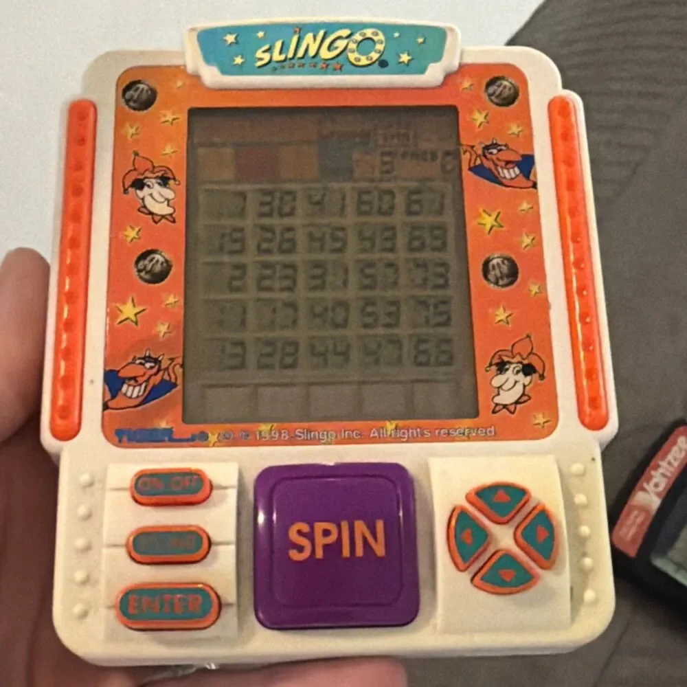 VTG Yahtzee Electronic Handheld Game lot hangman Poker Slingo Miltn Bradley READ